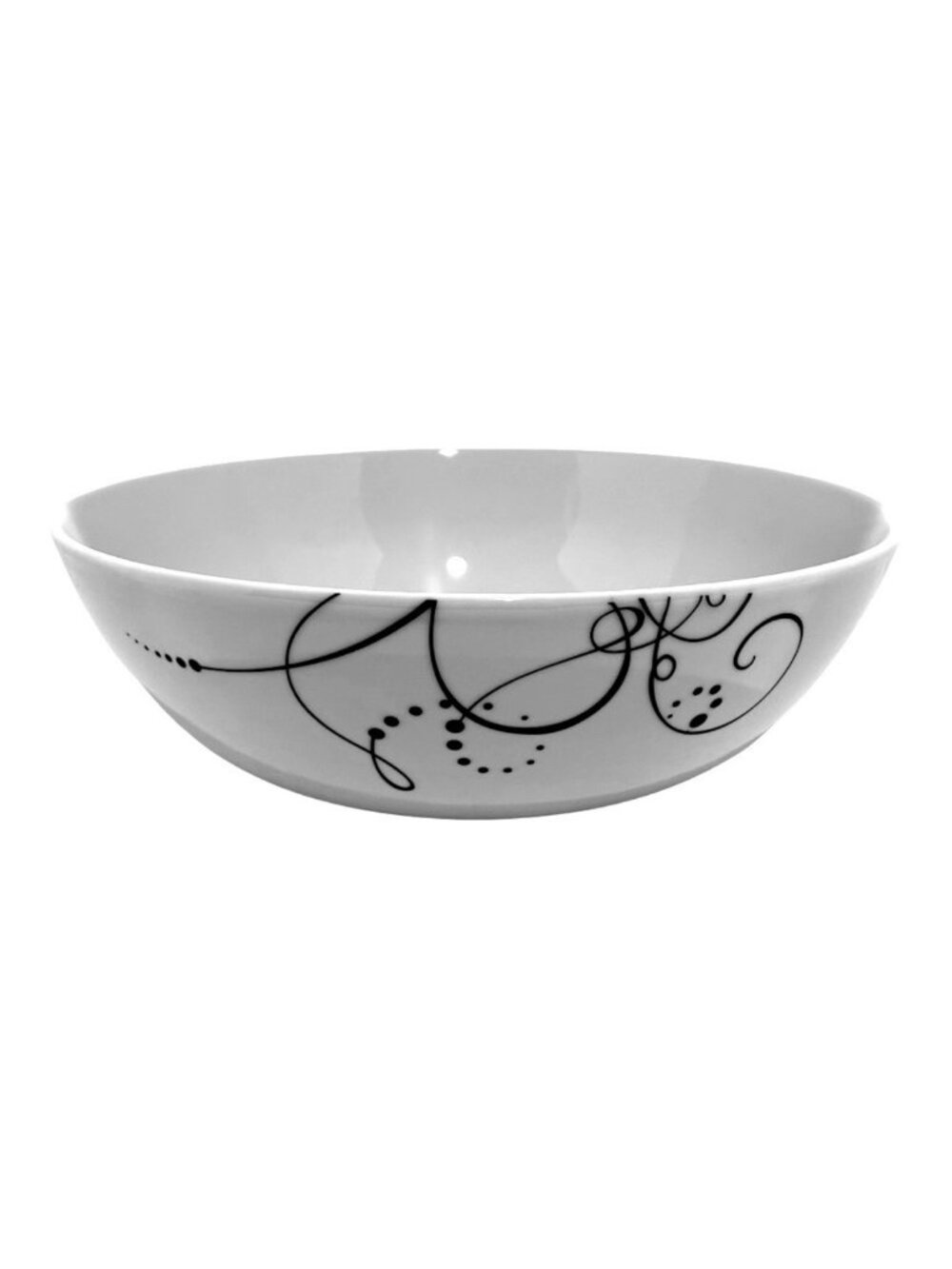 TABLE TOPS GALLERY Pescara Large Serving bowl Swirly Round White Black LIKE NEW